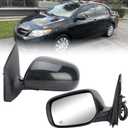 Left Driver Side Mirror Compatible with Toyota Corolla 2009-2013 Heated Power Glass Manual Folding Black 5 Pins