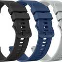 Silicone Bands for Fossil Men's Gen 6 44mm / 5 / Gen 5E 44mm, Soft Silicone Sport Quick Released Replacement Strap for Fossil Men's Gen 6 Watch Bands (Black+Navy Blue+Grey)
