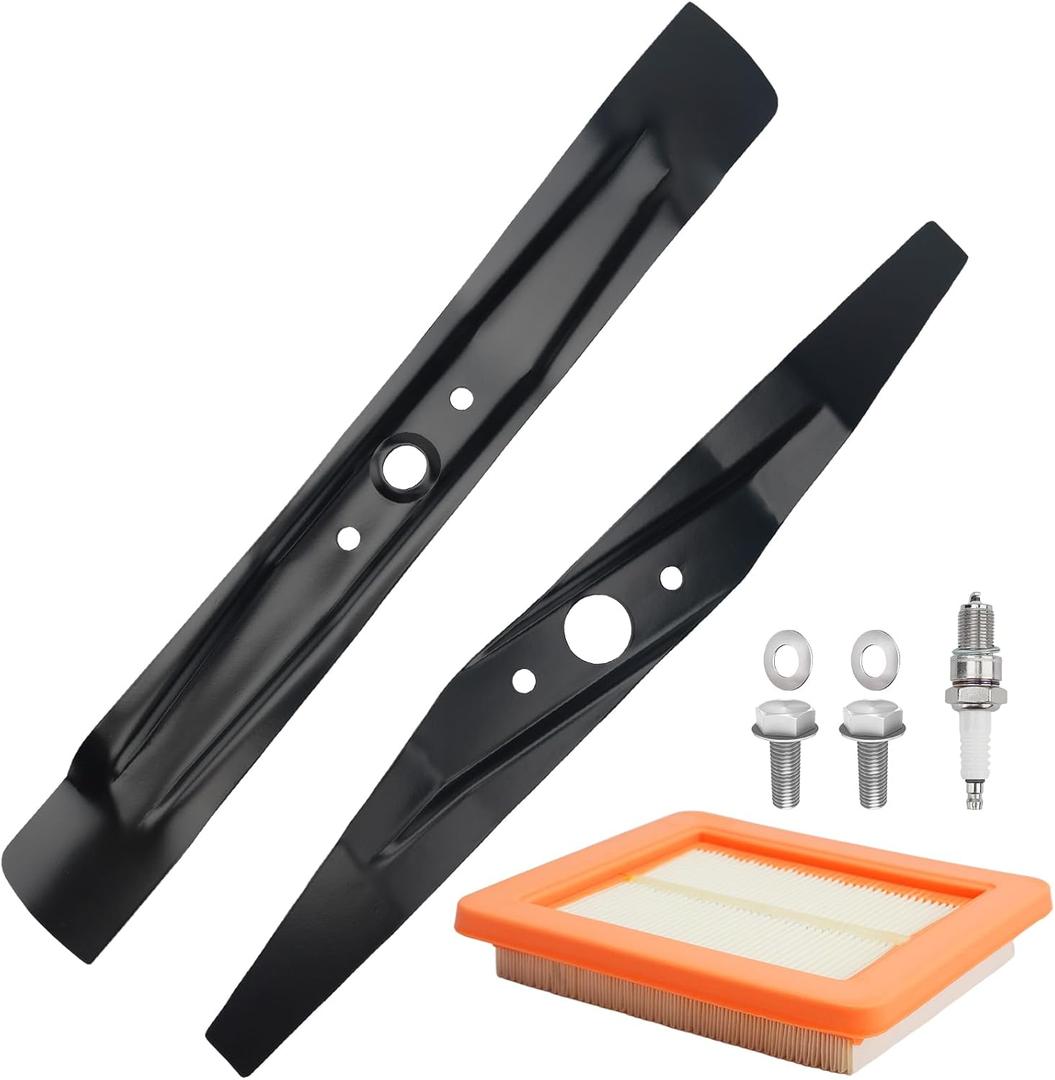 72511-VR8-M00&72531-VR8-M00 Mulching Blades Kit Compatible with Hon-da HRN216VKA HRN216PKA 21" Microcut Twin Blade Kit with Air Filter 17211-Z8B-901,Spark Plug,Bolts and Spacer