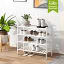 BMOSU 4-Tier Bamboo Shoe Rack Premium Stackable Shoe Shelf Storage Organizer for Hallway Closet Living Room Entryway Organizer(White Bamboo), 4-Tier（27*11*25.2inches）