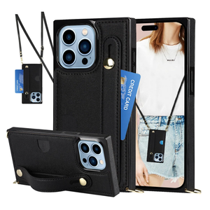 CCSmall Crossbody Case for Apple iPhone 15 Pro with Card Holder KB Black