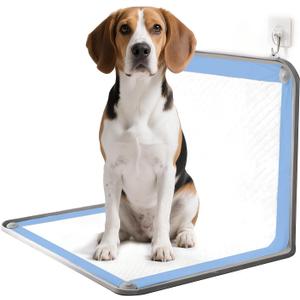 Silicone Pee Pad Holder for Dogs Fits Up to 36" x 25" Training Pads Leak-Proof Non-Slip Puppy Pee Pad Holder with Fixed Buttons Portable Easy to Clean (Grey)