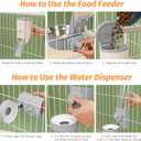 Yummy Sam Hanging Cage Automatic Small Pet Food Bowl Water Bottle Dispenser, Kennel 500ML Waterer and Auto Gravity Pet Feeder Set with Separate Food Bowl Crate Feeder Dish for Puppy Cats Rabbit (Grey)