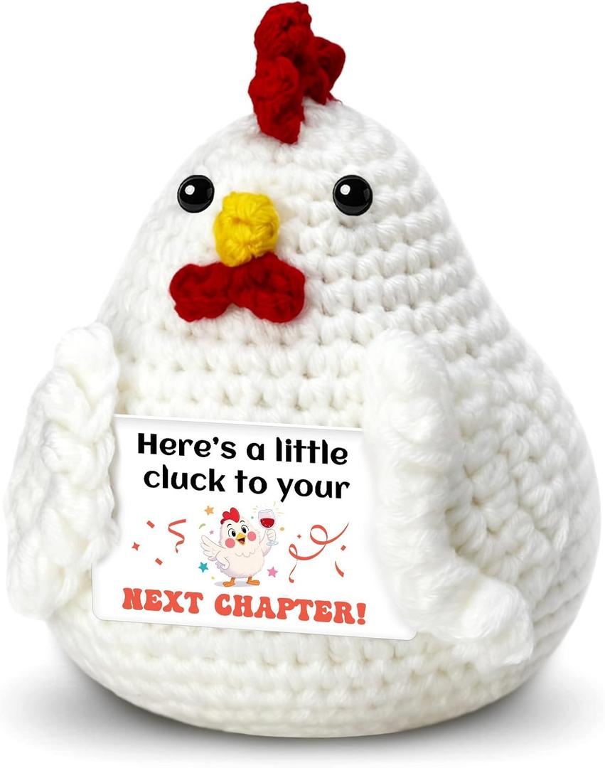 Congratulations Gifts for Women Men, Divorce New Job Beginnings New Chapter Gift for Women Emotional Crochet Chicken Graduation Promotion Gift for Son Daughter Coworkers Friend Christmas (Cheers)
