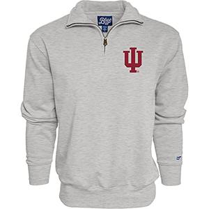 Blue 84 Men's Indiana Hoosiers Quarter Zip Sweatshirt Icon Grey, Grey, Large