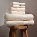 100% Organic Cotton Bath Towel Set | Bathroom Luxury Towel Set of 6 | GOTS Certified | Hotel Premium Towels | 700 GSM | 2 Bath Towels 30 x 56 | 2 Hand Towels 16 x 30 | 2 Wash Cloths 13 x 13 | Ivory (6-Piece Towel Set)