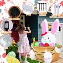 HZGDEJTG 3.5FT Easter Outdoor Inflatable Decoration: Bunny on a Flower Basket, with Built-in LED Lights, Suitable for Lawns, Gardens, and Patios.