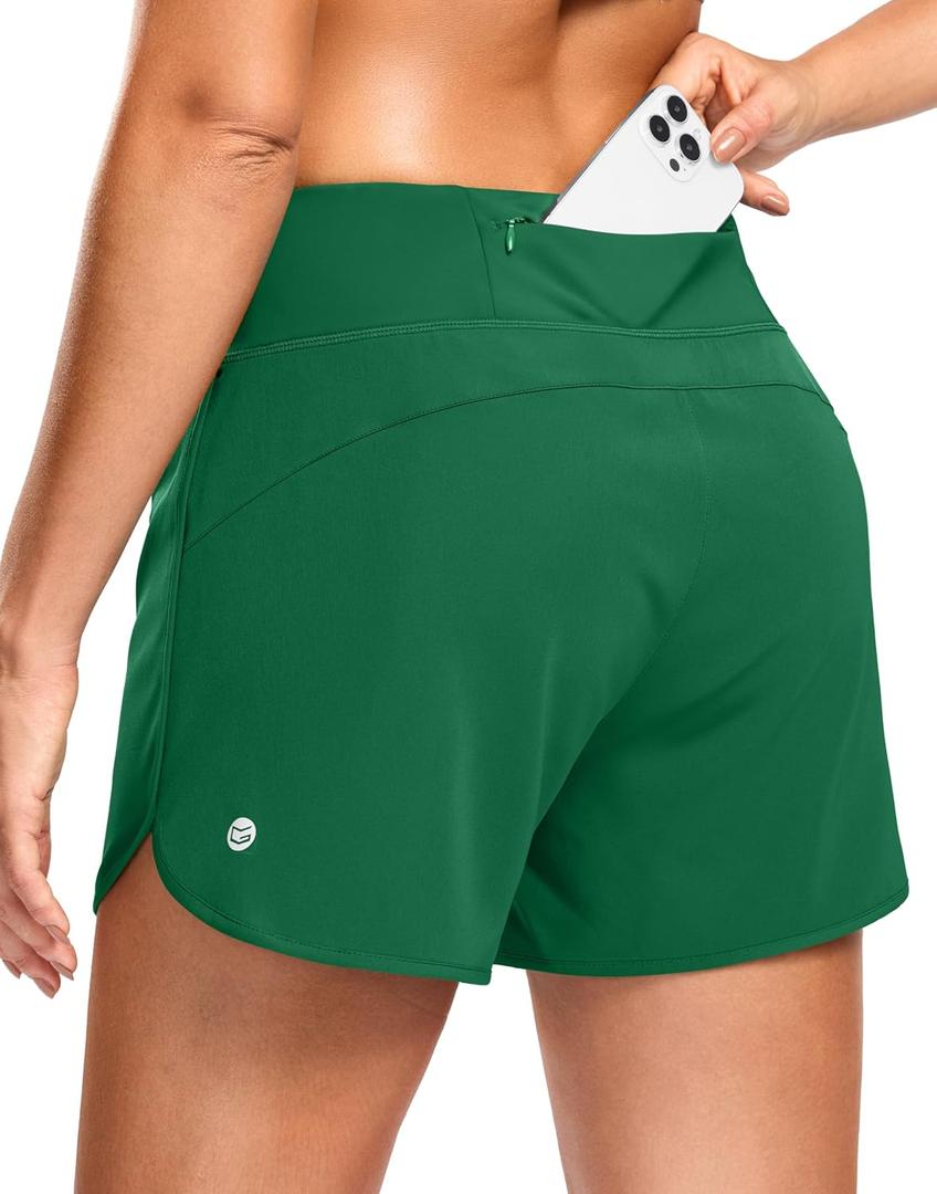 G Gradual Women's Running Shorts with Mesh Liner 3" Workout Athletic Shorts for Women with Phone Pockets (Green,M)