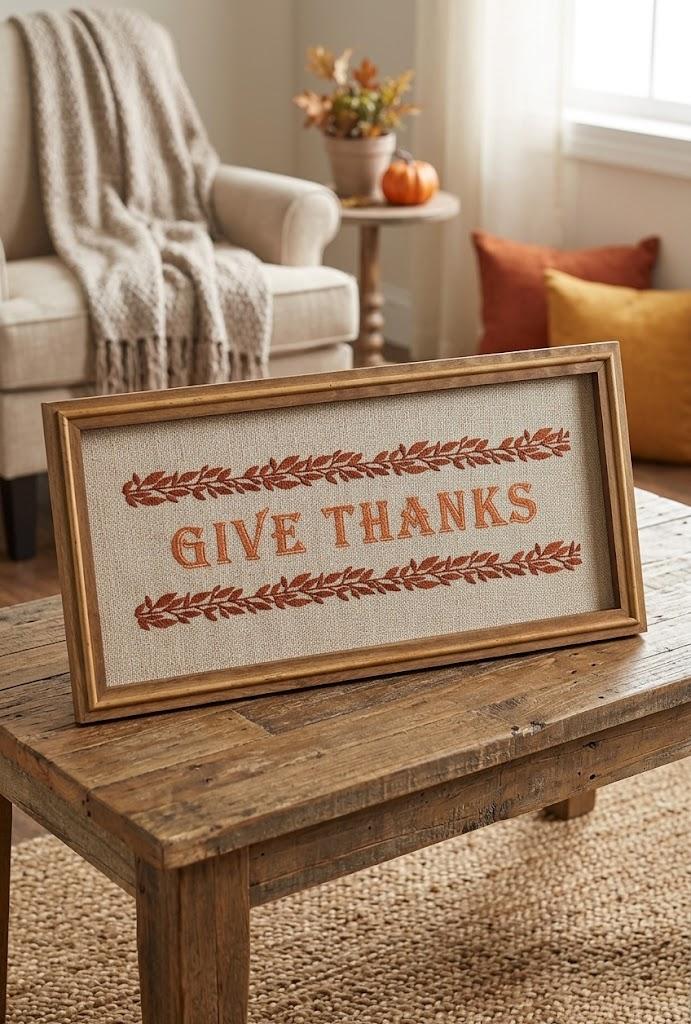 Wooden Framed Sign, Give Thanks