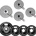 Electric Stove Burner Drip Pans,Stove Burner Covers W10290353(6") W10290350(8")+Electric Stove Burner Replacement MP15YA(6") MP21YA(8") Compatible for Whirl-pool Ken-more May-tag Ama-na etc by MIFLUS