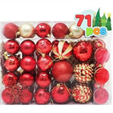 Joiedomi 71 Pcs Christmas Assorted Ornaments with a Star Tree Topper, Shatterproof Christmas Ornaments for Holidays, Party Decoration, Tree Ornaments, Events, and Christmas (Red&Gold)