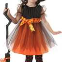 JIFRE Cute Children Halloween Orange Witch Costume for Girls, Toddler Infant Baby Halloween Costume Outfit Cosplay (1-2Y)