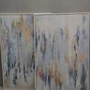 Large White Framed Blue and Gold Abstract Canvas Wall Art, 2 Piece Modern Minimalist Art Prints Paintings Artwork for Walls, Glitter Pictures for Living Room, Dining Room, Bedroom Wall Decor 20x30 In