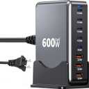 600W USB Charging Station,8-in-1 Multiple USBC Charger Block,Dual PD 140W Laptop Fast Charger Adapter,Multiple Devices Hub Compatible with MacBook Pro/Air,DELL,iPhone15/16,GalaxyS24/S23 and More