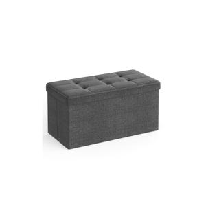 SONGMICS 30 Inches Folding Storage Ottoman Bench, Ottoman Foot Rest, End of Bed Bench, Storage Chest, Load 660 lb, for Living Room, Bedroom, Entryway, Dark Gray ULSF47K