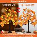 Fall Decor 2 Pack 24 Inch Prelit Fall Maple Tree with 48 LED Lights Battery Operated Timer Light Up Artificial Maple Acorn Tree for Fall Thanksgiving Tabletop Home Indoor Halloween Decor
