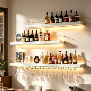 YTALUTTNIE 39IN Wall Mounted Wine Rack with LED Lights(White)