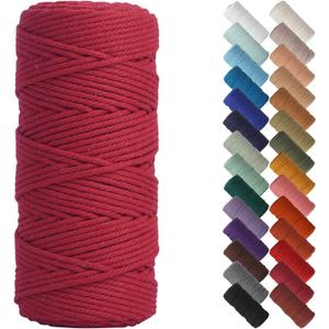 NOANTA Red Macrame Cord 3mm x 109yards, Colored Macrame Rope, Cotton Rope Macrame Yarn, Colorful Cotton Craft Cord for Wall Hanging, Plant Hangers, Crafts, Knitting