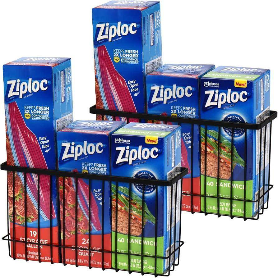 Toplife Wall Door Adhesive Kitchen Wrap Organizer Rack, No Drilling, Black - Set of 2