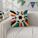 2 x Soccer World Cup Pillow Covers Throw Pillow Case Decorations for Home Sofa Cushion Cover Game Day Soccer Party Holiday Decor 18x18 Inch