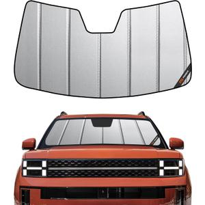 Pigenius Windshield Sun Shade for Hyundai Santa Fe 2024-2026,Custom Fit for All Trims (SE, SEL, XRT, Limited, Calligraphy & Hybrid),Premium Grey Leather Finish