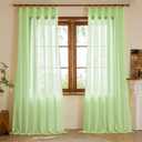 Pinch Pleated Sheer Curtains 96 Inch Length 2 Panels Set, Semi Voile Sheer Curtains for Bedroom Living Room Pinch Pleated Soft Touch Light Filtering Drapes(Reed Green, 42 W x 96 L, 2 Panels)