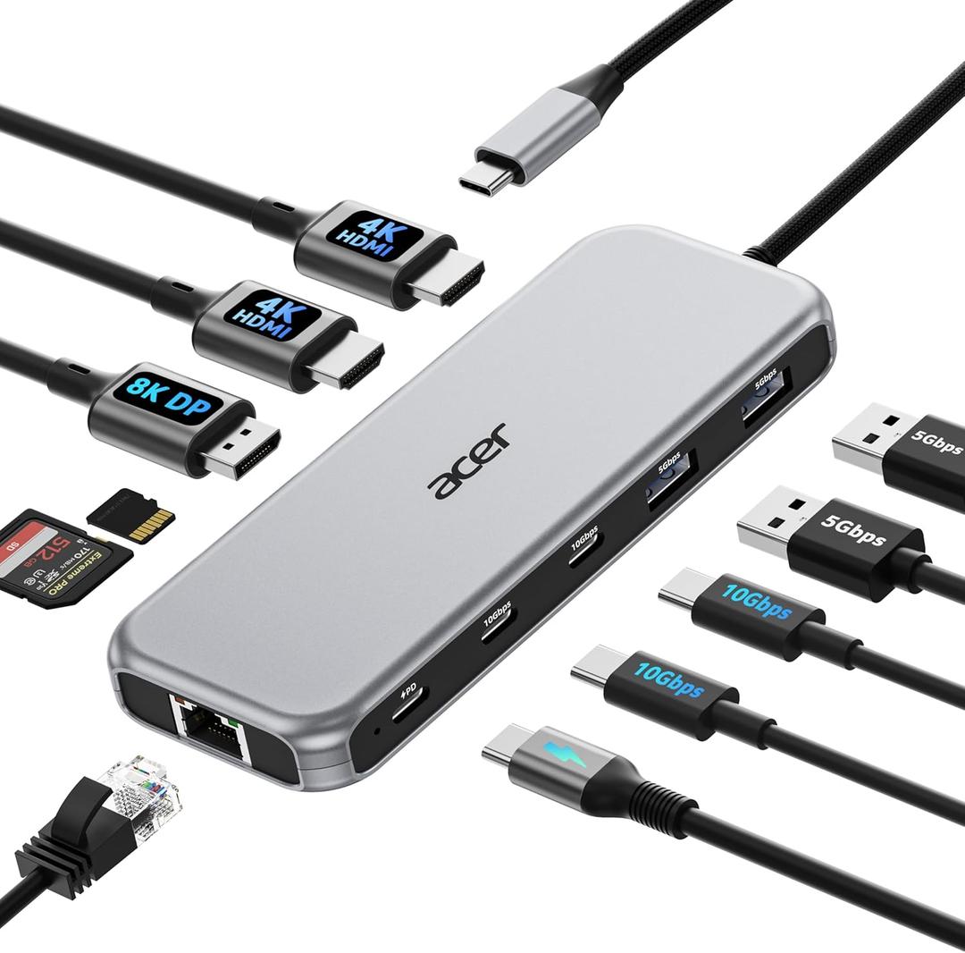 Acer Laptop Docking Station 3 Monitors, 11-in-1 USB C Docking Station