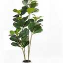 6FT Artificial Fiddle Leaf Fig Tree for Indoor Home Office Decor-Realistic Fake Ficus Tree in Black Planter,Faux Plant with Lifelike Trunk&Leaves for Living Room,Housewarming Gift