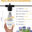 LED Grow Light Bulbs on a 22 ft Rainproof String, 90W Waterproof Full Spectrum Hanging Plant Growing Lamps, E26 Base for Backyard, Garden, Farm (6 Lights)