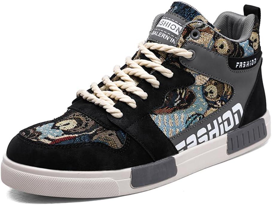 Men's Fashion High Top Chinese Style Skate Sneakers Stylish Comfortable Skateboarding Road Running Walking Shoes, Size 47