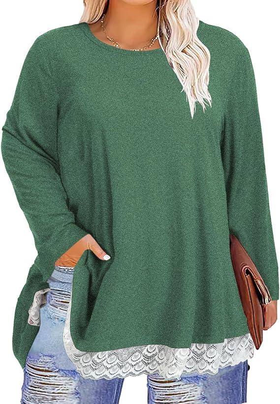 ForHailey Women's 3/4 Sleeve Plus Size Top Work Business Casual Tunic Shirts Henley Button up Blouses 2XL