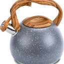 Tea Pot, 3.2 Qt Whistling Tea Kettle, Tea Pot for Stove with Heat resistant/One-button Switch Handle, for Tea, Coffee, Milk, Suitable All Heat Source(Gray)