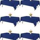 Navy Blue Fabric Rectangle Table Cloth - 6 Pack, 60"  84" Washable Tablecloth for 5FT Tables, Wrinkle-Resistant & Heat-Proof Table Cover for Weddings, Dinners & Parties