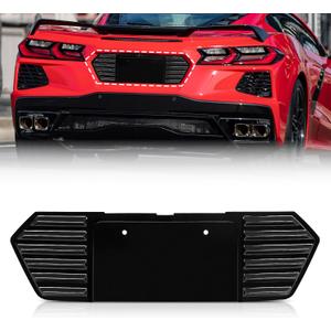 Rear License Plate Base Compatible with Corvette C8 Z51 Stingray Convertible Coupe HTC Models 2020 2021 2022 2023 2024,Rear Trunk License Plate Frame Protector,Glossy Black,ABS