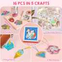 Klever Kits 16 Projects Gem Painting, Kids Diamond Gem Painting Kit with 5D Gem, Arts and Crafts for Girls Ages 6-12, Gem Craft Activities Kits (Fantasy)
