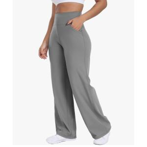 ESOFT Wide Leg Pants Women High-Waisted Yoga Work Dress Pants with Pockets, Casual Sweatpants, Petite/Regular Size S
