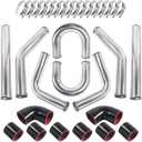 Universal 3" Inch Aluminum Intercooler U-Pipe Kit W/Silicone Hose and Stainless Steel T-Clamps