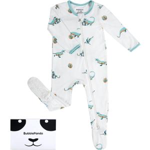 BubblePanda Rayon Made From Bamboo Baby Pajamas Baby Clothes for Boys Girls Unisex Zip-Front Non-Slip Onesie Sleeper (12-18 Months, Dinosaur)