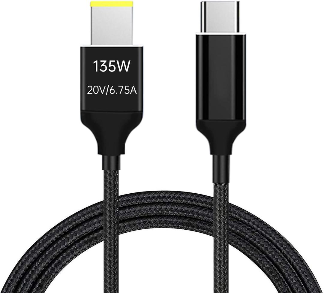 USB C to Slim Tip Charging Cable (135W 2m Nylon Braided), DC 11x4.5mm Compatible for Thinkpad Series Yoga Series E440 E450 E550 E560 T430 T440 T440S X250 L460