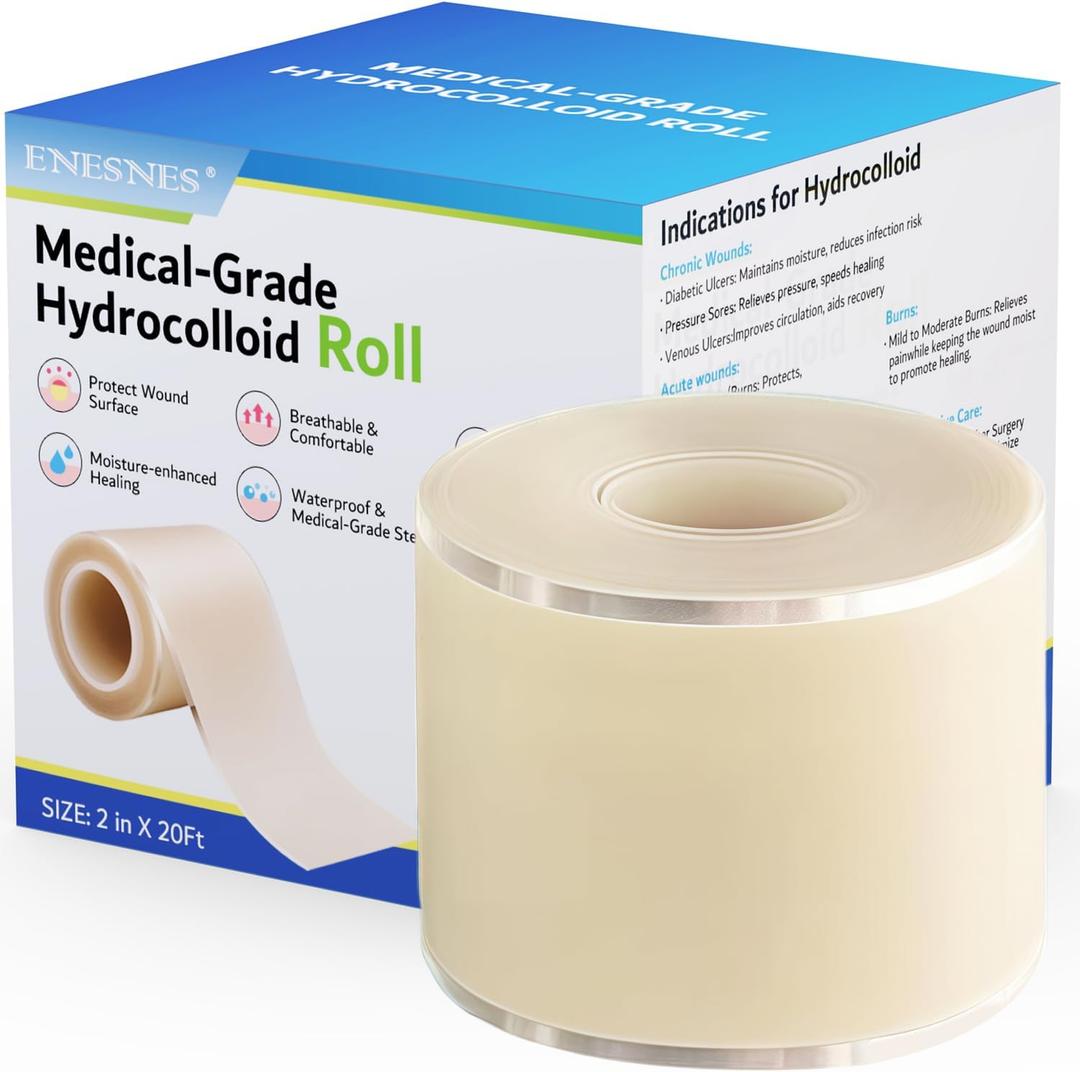 Extra Large 2''x20ft Hydrocolloid Roll for Wound Care - Cut-to-Size, Medical-Grade Hydrocolloid Patch Bandages with Self-Adhesive, Ultra Absorbent, Flexible & Waterproof, First Aid Kit Essential