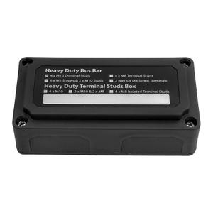 300A Bus Bar 12V DC Waterproof Power Distribution Block 3/8" (M10) 4 Studs Heavy Duty Busbar Terminal Block 12 Volt Junction Block for Marine Car Solar - Positive and Ground (Black)