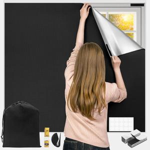 Lzerking 100% Black Out Window Cover 118" x 57" No Drill Window Blinds & Shades Portable Blackout Curtains for Bedroom, Nursery, Traveling