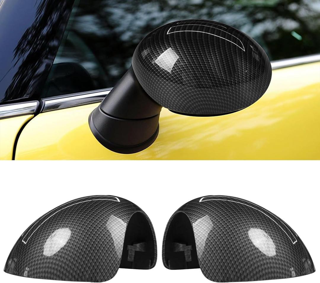 2PCS Compatible with MINI Cooper Mirror Cover R55 R56 R57 R58 R59 R60 R61 2007-2016, Left Right Side Mirror Caps Rearview MirrorCover Cap Replacement, Manual Folding Mirrors Only - Carbon Fiber