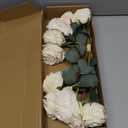 Uznaeoi 10PCS Vintage Roses Artificial Flowers White Fake Flower Bouquet Faux Roses with Stems for DIY Wedding Bouquet Bridal Shower Party Home Garden Decor(White)