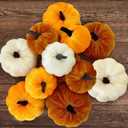 12 Assorted Velvet Pumpkins for Decorating, Fall & Thanksgiving Decor, 
Orange, Brown and Champagne