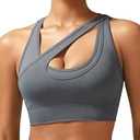 KIMTREE Sports Bras for Women， Womens Sports Bra Padded Racerback Medium Impact Workout Yoga Bra with Removable Cups(WX3038_Grey_M)