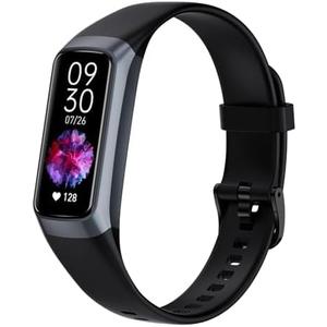 Fitness Tracker with 24/7 Heart Rate Sleep Blood Oxygen Monitor,IP68 Waterproof Smart Watch,1.10''AMOLED Touch Color Screen,Step Counter Health Activity Trackers for Women Men (Dark Black)