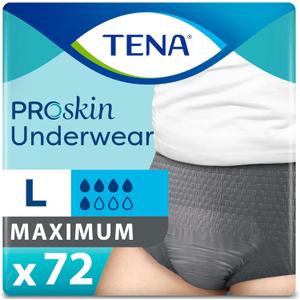 Tena ProSkin Large Gray Adult Male Moderate Absorbency Protective Disposable Underwear, 72 Count
