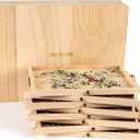 Becko US Wooden Puzzle Sorting Trays with Sliding Drawer Design, 8 Jigsaw Puzzle Sorters for Storage, Puzzles Accessory Sort & Store Tray, Lightweight & Portable, for Jigsaw Puzzles Up to 1500 Pieces