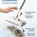 Hands-Free Multi-Purpose Flat Mop Lazy Cleaning & Face Towel Compatible 39in Long Handle Dust with Locking Head for Wall Bathroom Toilet Corners Multi-Surface